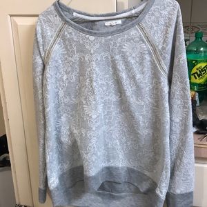 Gray and white lace long sleeve.